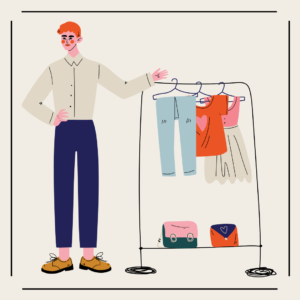 Illustration montrant un employé faisant un vide-dressing au bureau